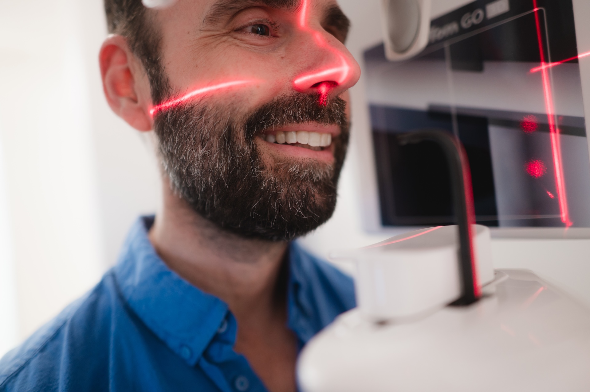Smiling patient getting his panoramic taken at Sustainable Smiles in Pleasanton