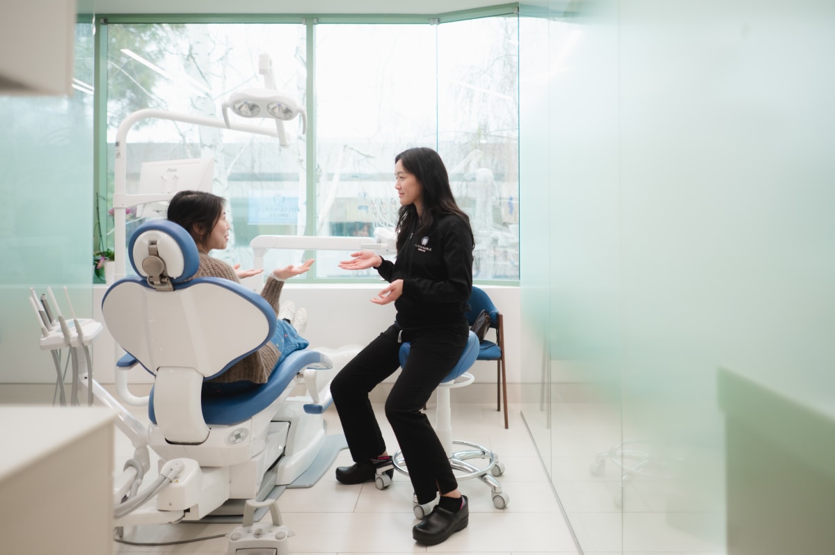 Family dentist office interior at Sustainable Smiles in Pleasanton, CA with modern dental equipment and welcoming treatment r