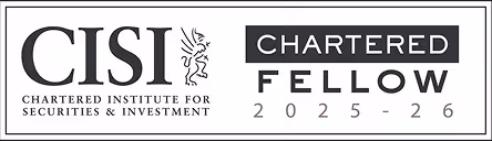 CISI Chartered Institute for Securities & Investment logo with Chartered Fellow 2025-26 text.