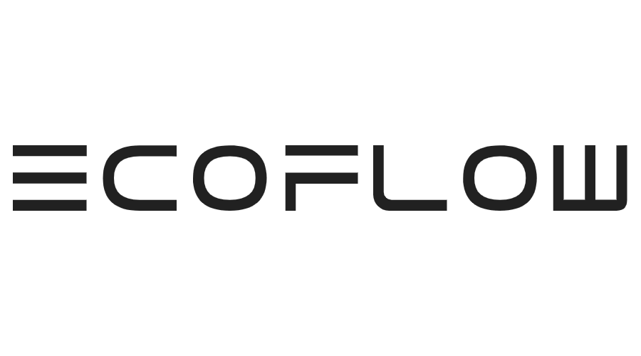 Logo with stylized text spelling 'EcoFlow' in black on a white background.
