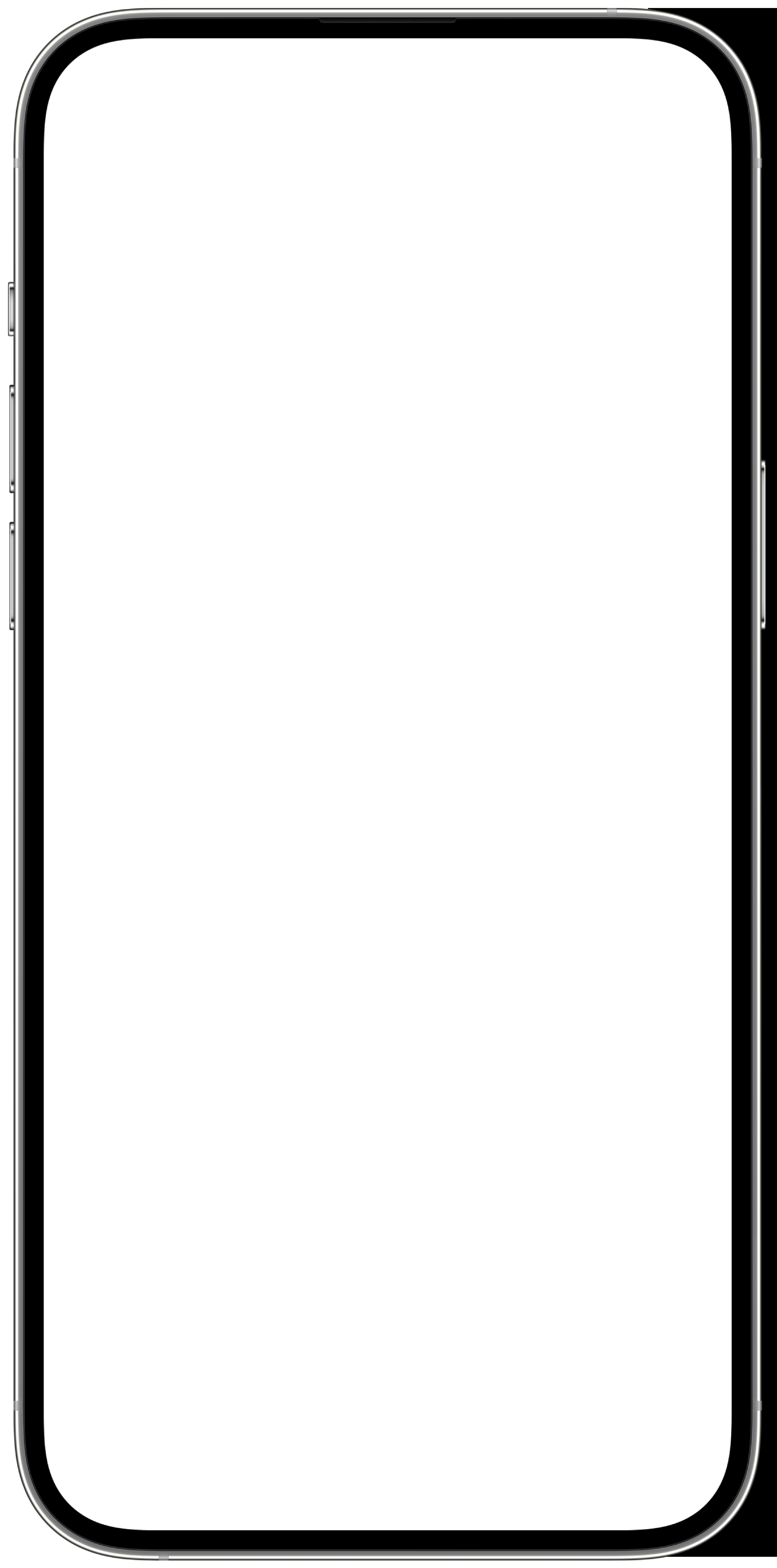Front view of a modern smartphone with a full black screen and rounded edges.