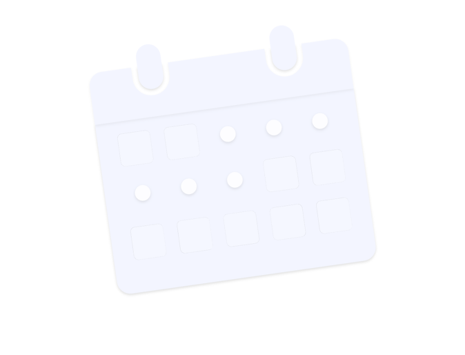 Minimalist calendar icon with faint squares and circles representing days.