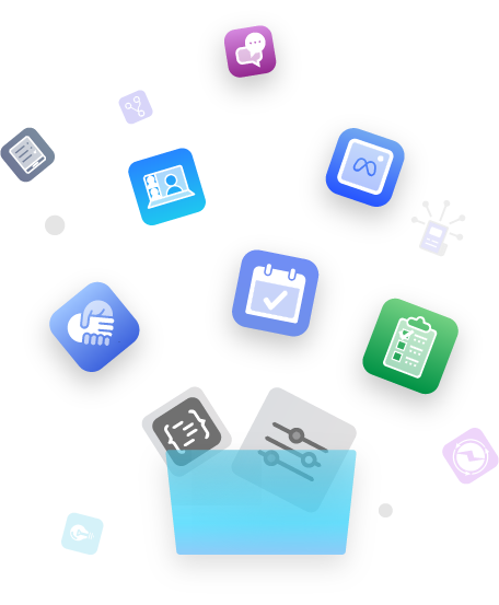 Cluster of practice management and messaging app icons