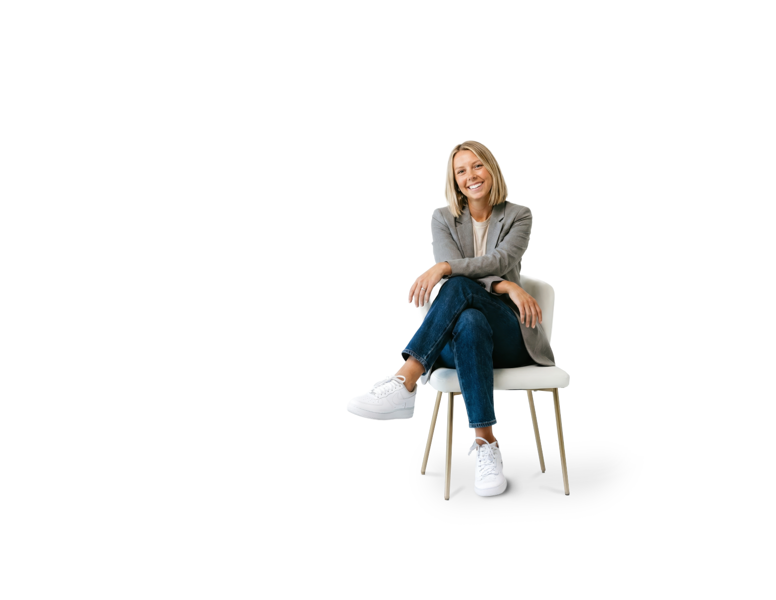 Sales leader smiling, surrounded by sketches of what she cares about