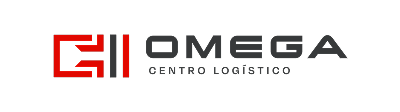 Logo of Omega Centro Logístico with a red and black stylized symbol on the left.