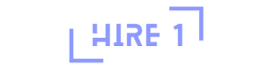 Text graphic displaying the word 'HIRE' followed by the number '1' enclosed partially by two right angle brackets.