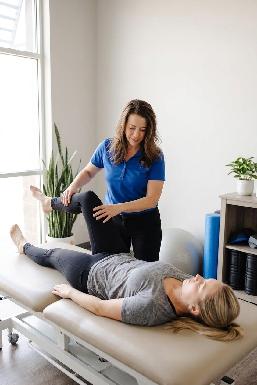 Patient working with a provider at a pelvic floor physical therapy clinic in Wichita, KS during a core rehabilitation session