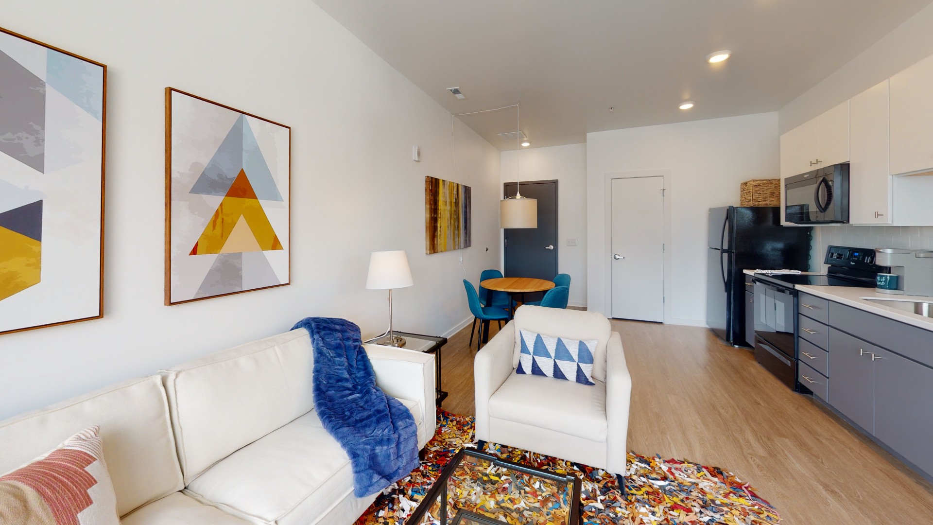 Juniper Living Room at The Harlow on Main Apartments in Columbus, OH