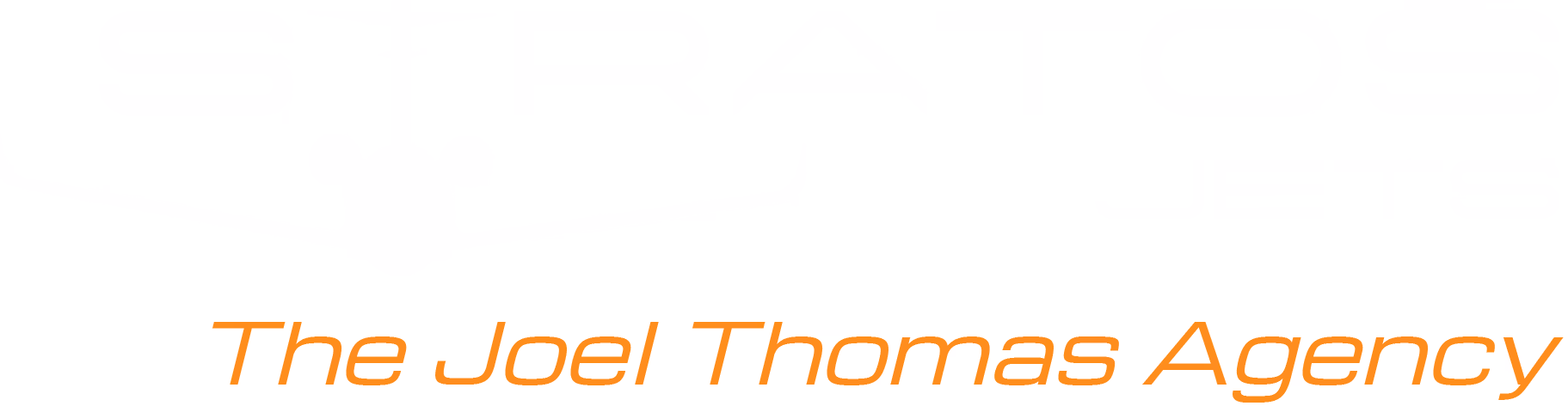 Text reading 'The Joel Thomas Agency' in orange italic font on white background.