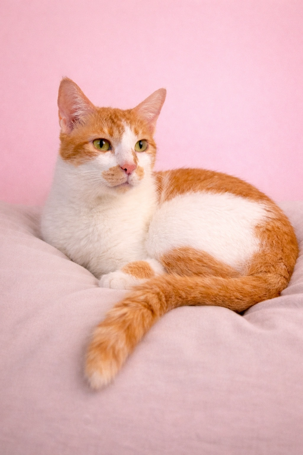 Ginger cat curious about the founding members of furbly.