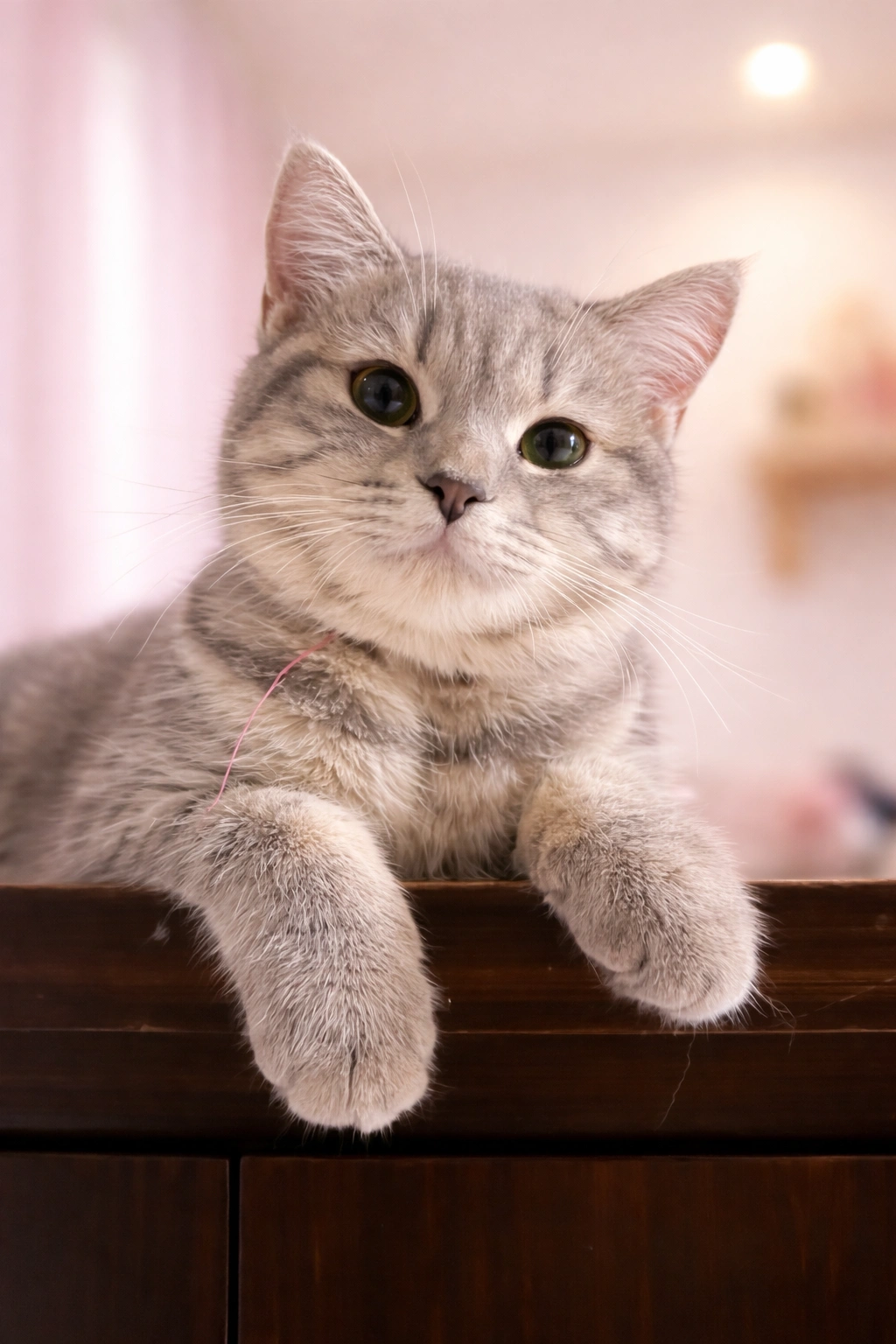 Curious tabby cat representing curiosity on the furbly founding member invitation.