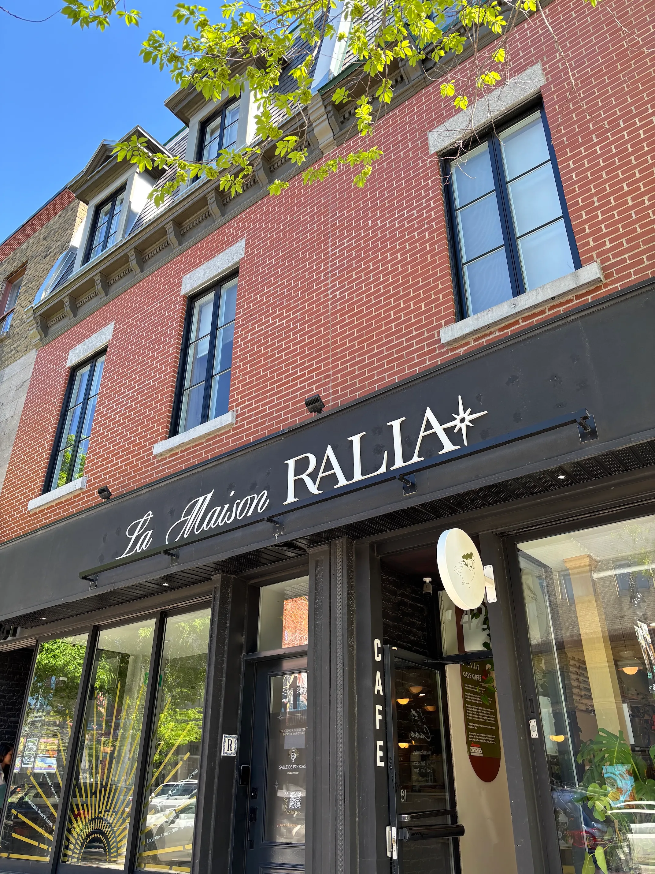 Exterior of La Maison Ralia boutique hotel and café on Boulevard Saint-Laurent in Montreal