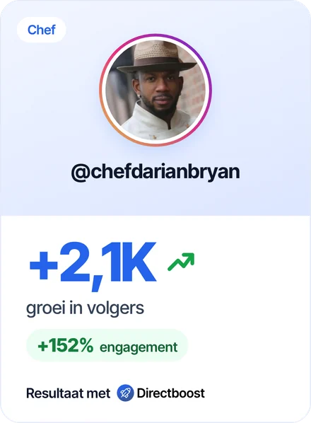 Resultaat van klant @chefdarianbryan met Directboost