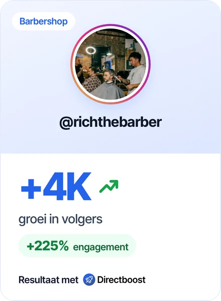 Resultaat van klant @richthebarber met Directboost