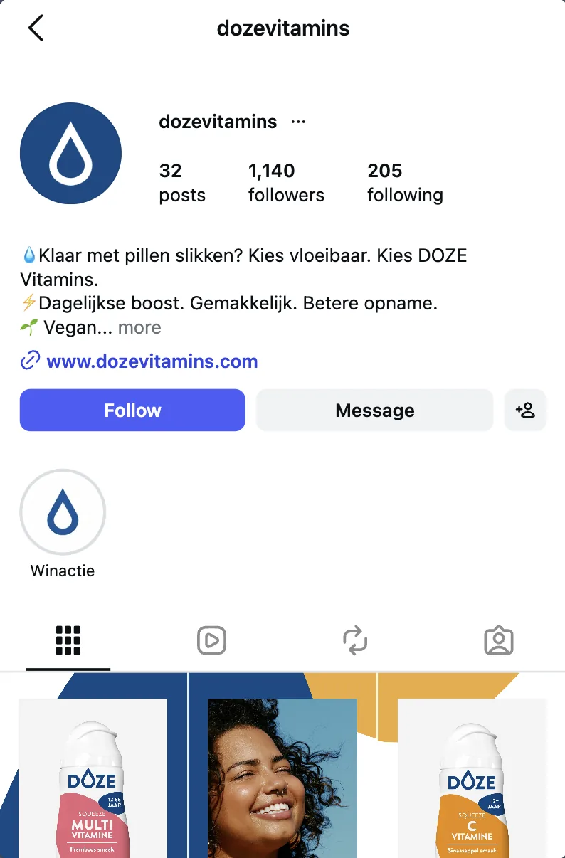 Instagramprofiel van @dozevitamins