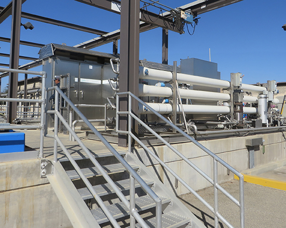 Photo of Ozonia UV packaged system at a water plant