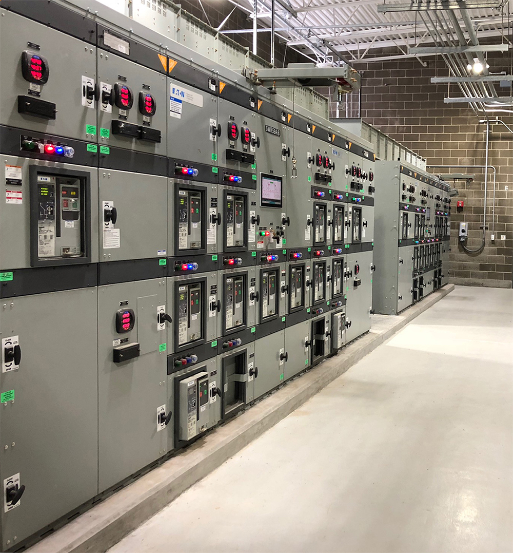 Photo of power supply lineup in water treatment plant