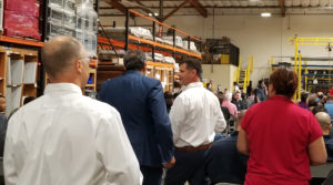 Rep Bera entering town meeting