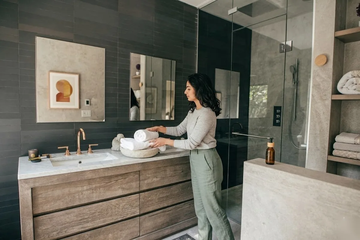 Clean, organized bathroom after a professional house cleaning in San Francisco