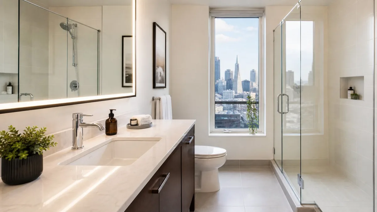 Clean bathroom in a San Francisco apartment after professional cleaning visit