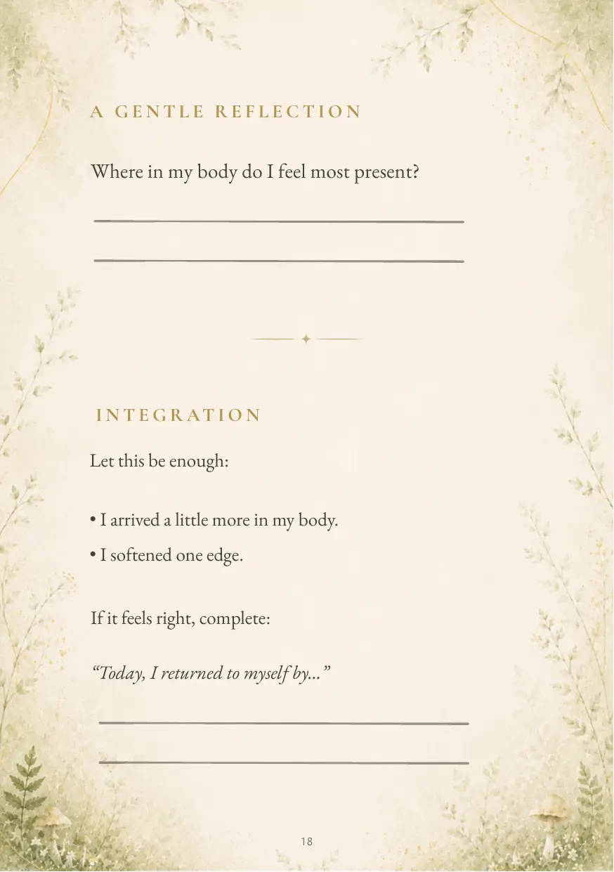 Preview of Journey Day 1 gentle reflection and integration page