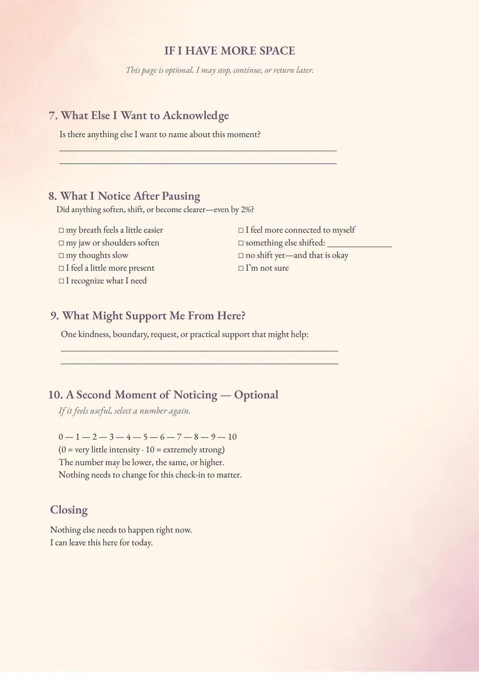 Optional second Daily Emotional Check-In page