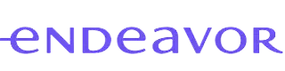 Text reading 'endeavor' in uppercase and lowercase stylized letters with a blue-purple gradient.