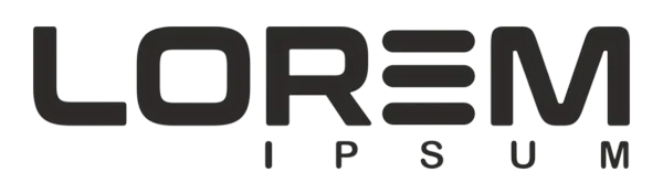 Logo text reading 'LOREM IPSUM' with stylized letter E made of three horizontal lines.