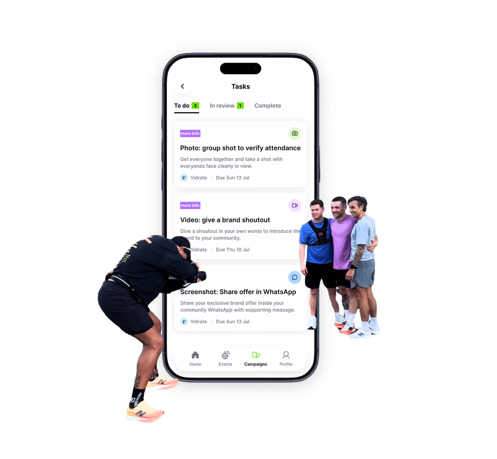 Beans app tasks screen with community members completing brand tasks