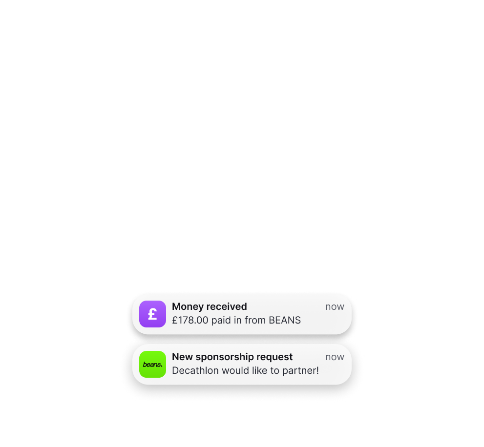 Payment and sponsorship notifications