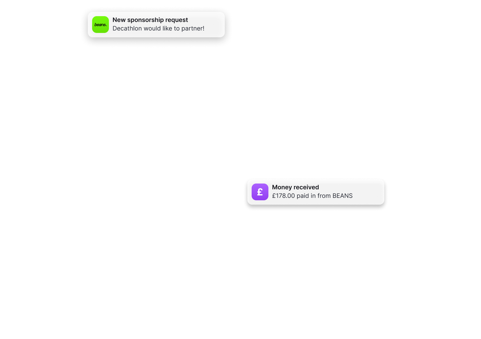 Payment and sponsorship notifications