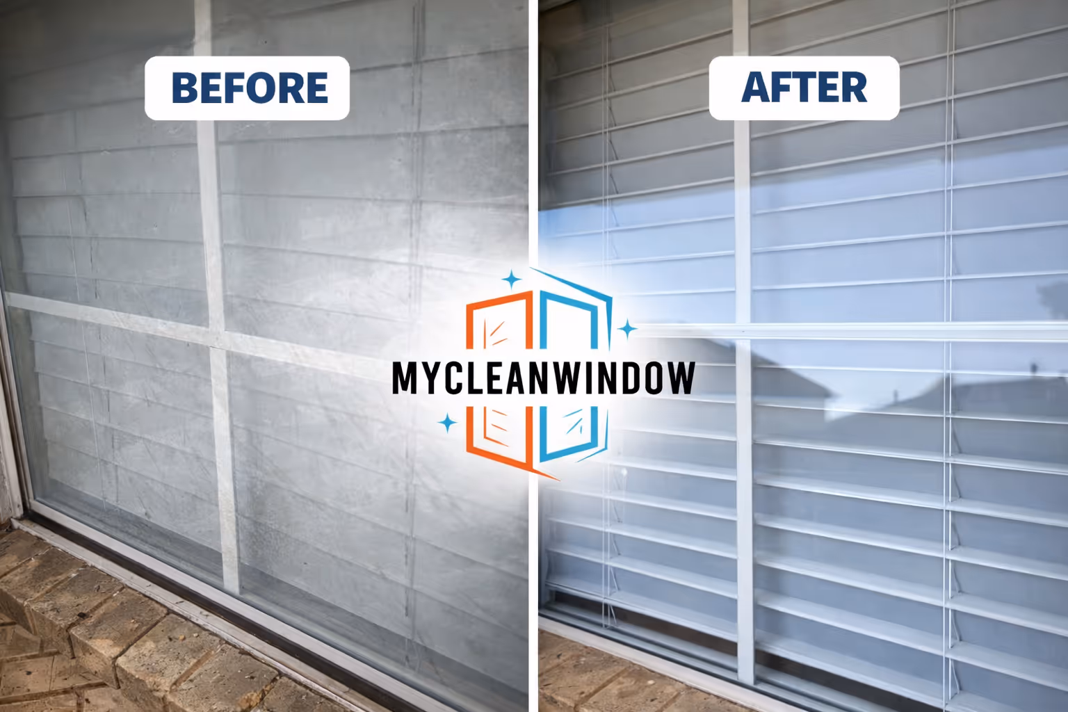 Before and after residential window cleaning in Fort Worth