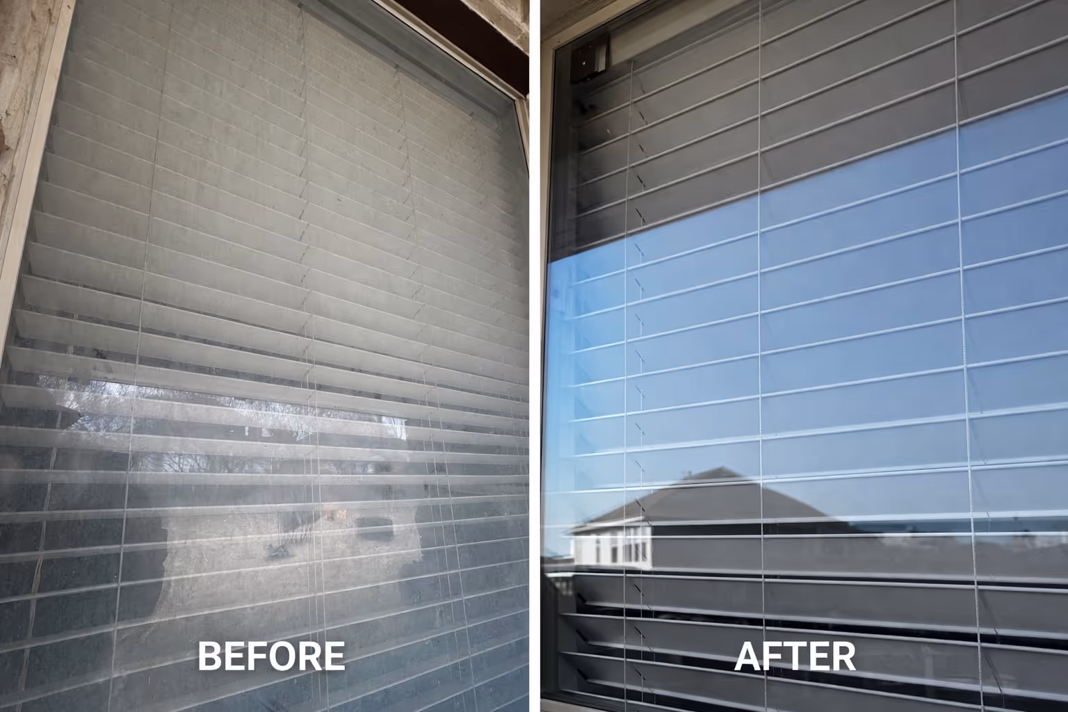 Before and after residential window cleaning in Fort Worth