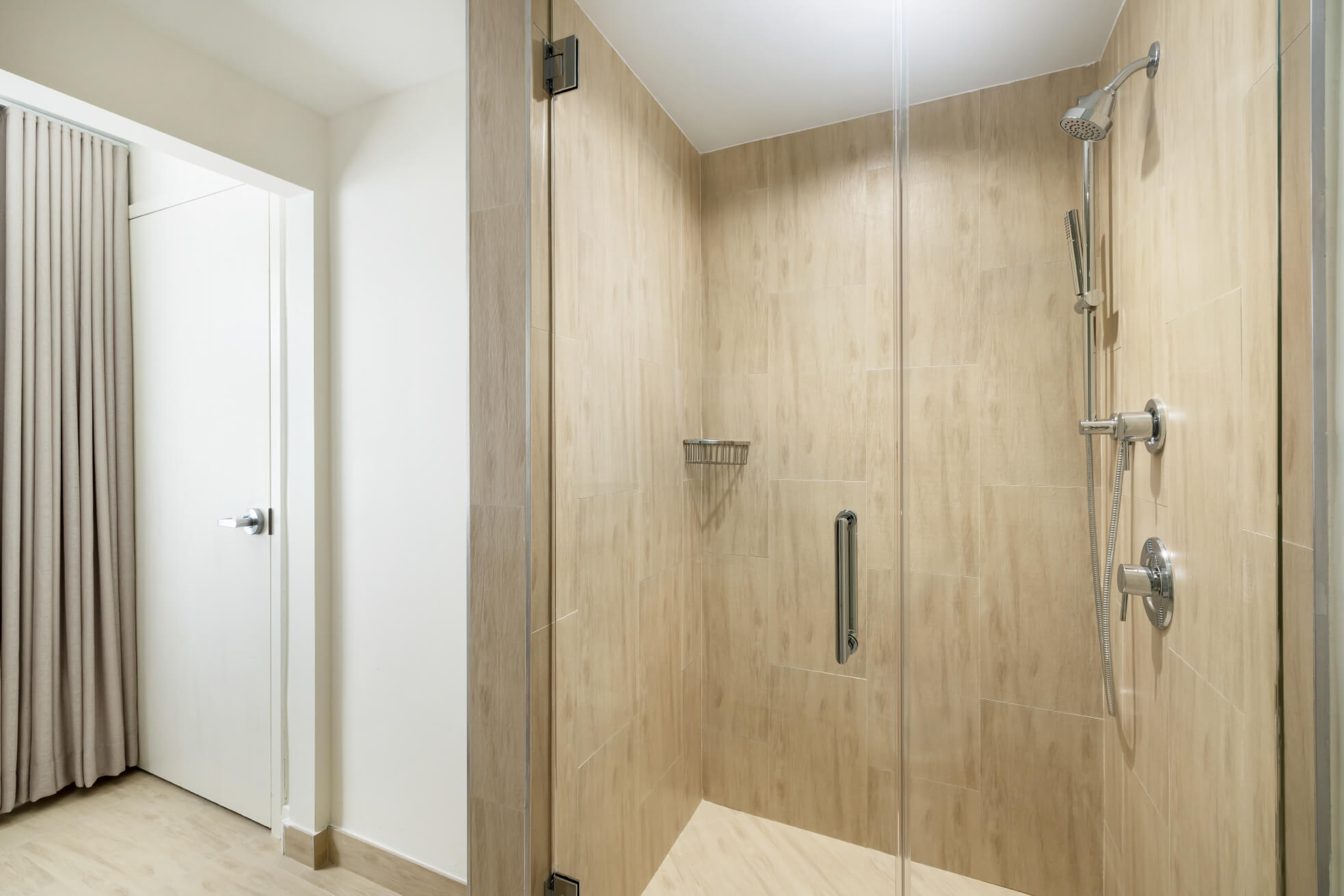 high end walk in shower with glass door