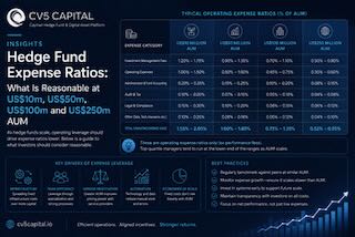 Hedge fund expense ratios benchmarked by AUM band — US$10m to US$250m