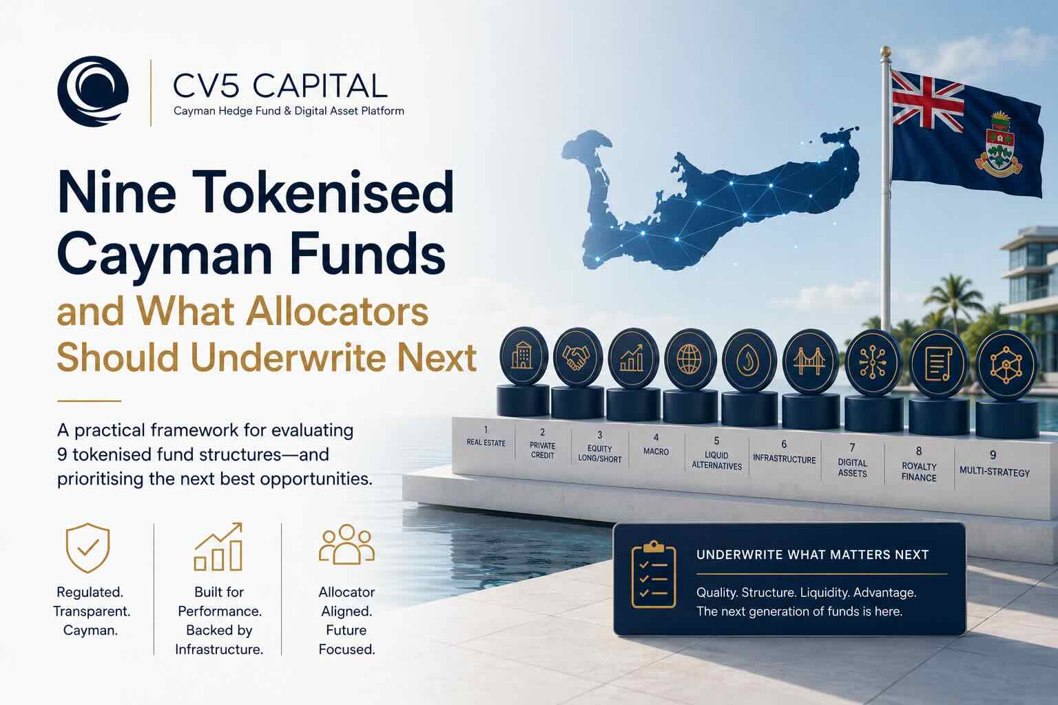 Nine tokenised Cayman investment funds conditionally registered with CIMA under the 2026 framework, with the operational due diligence allocators should underwrite on a segregated portfolio company platform.