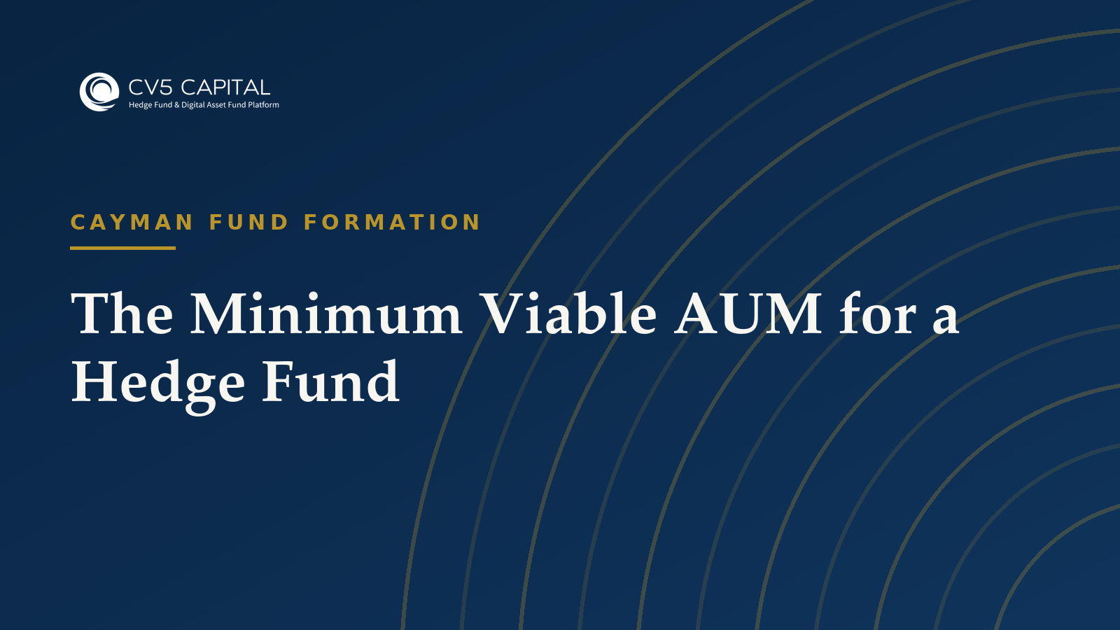 The minimum viable AUM for a hedge fund, CV5 Capital navy and gold hero
