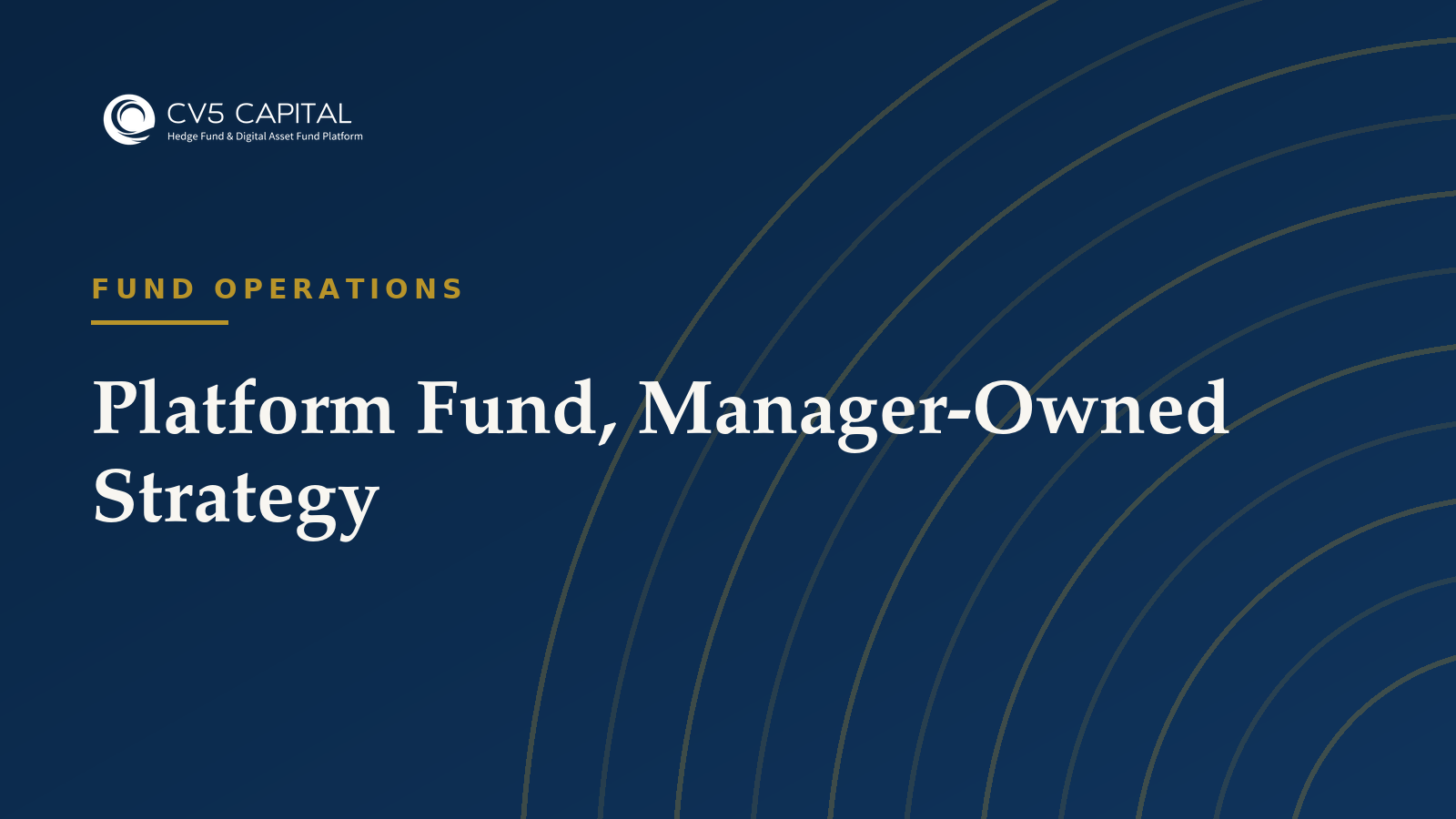 Platform fund manager-owned strategy, CV5 Capital navy and gold hero