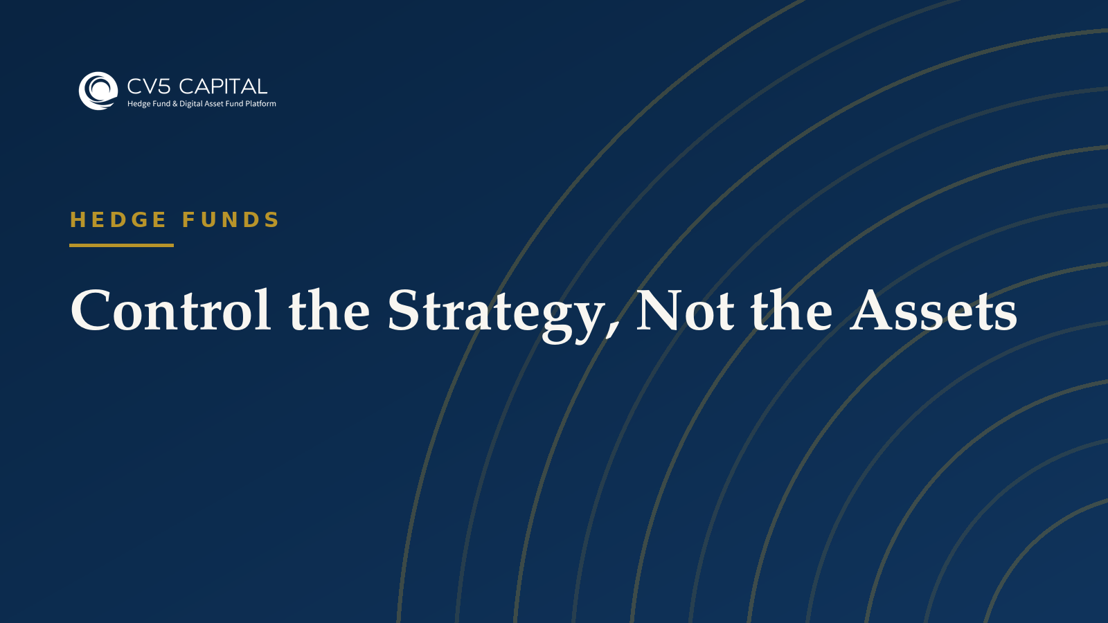 Control the strategy not the assets, CV5 Capital navy and gold hero