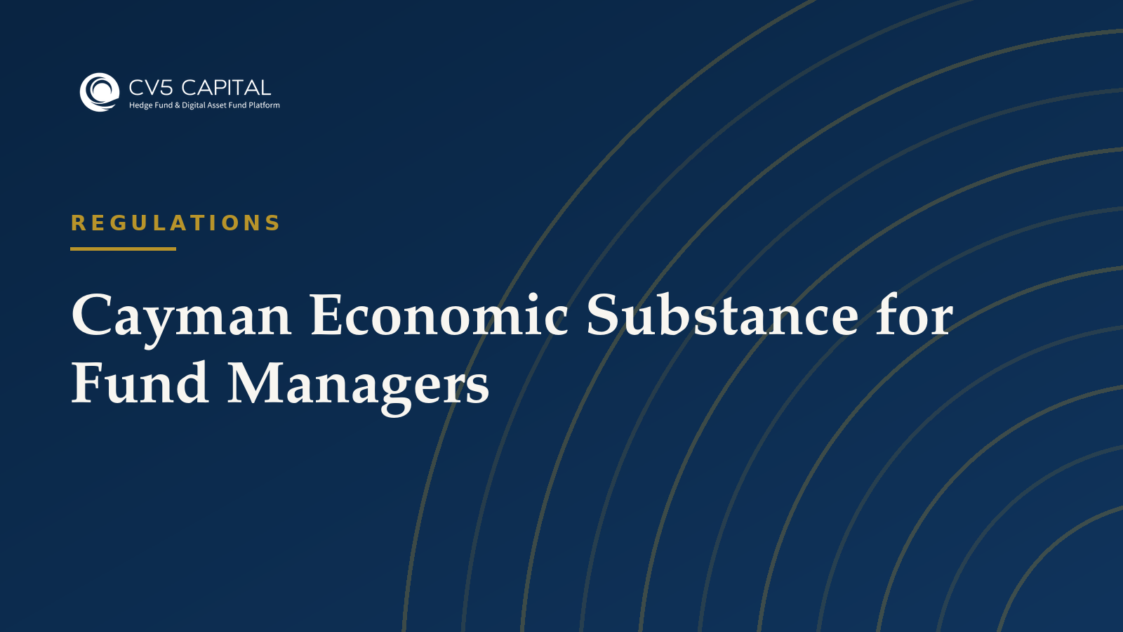 Cayman Economic Substance for Fund Managers, CV5 Capital navy and gold hero
