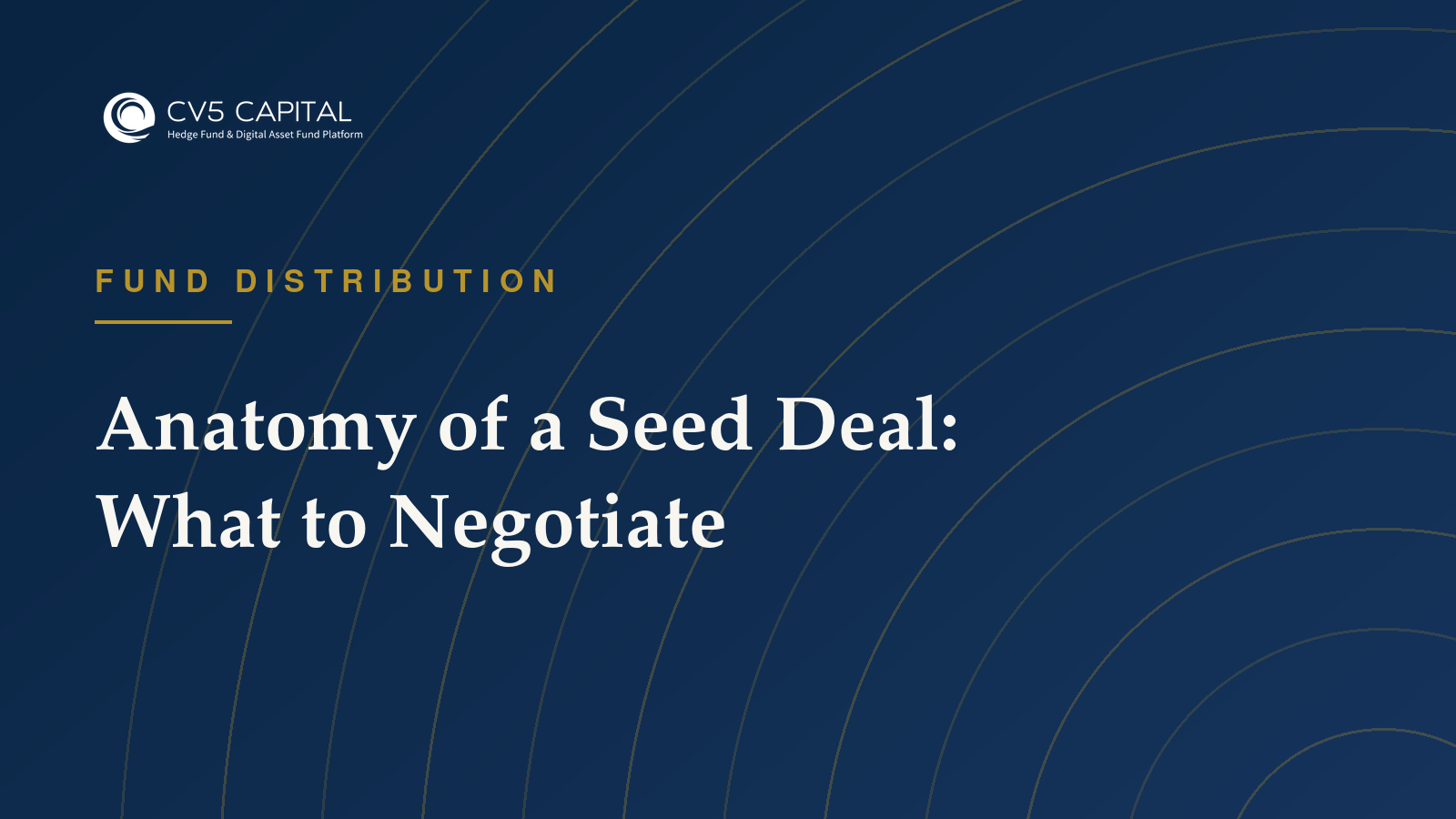 Navy and gold CV5 Capital cover titled Anatomy of a Seed Deal: What to Negotiate