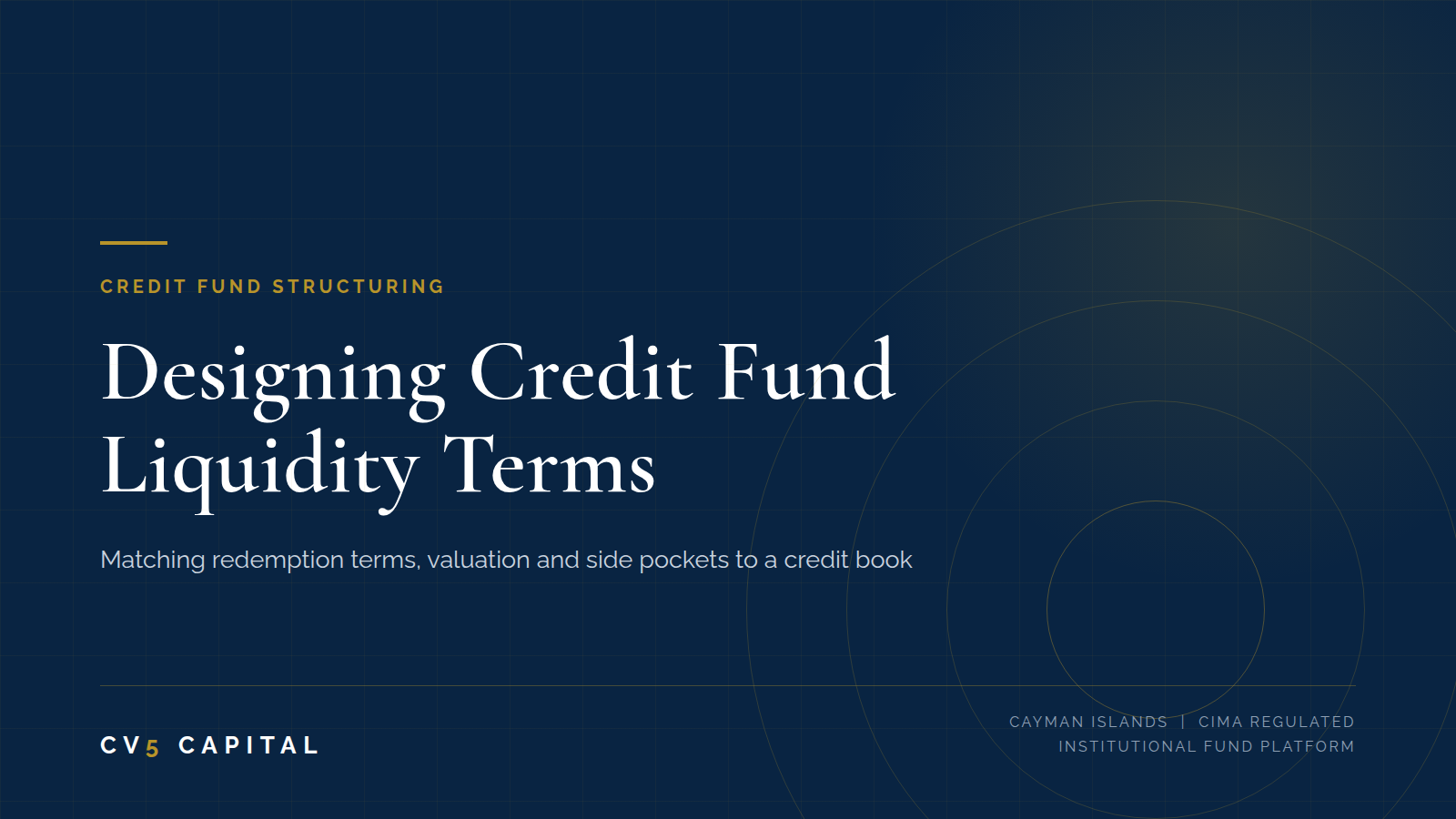 Credit hedge fund liquidity design, matching redemption terms, valuation policy and side pockets to a bond and loan book