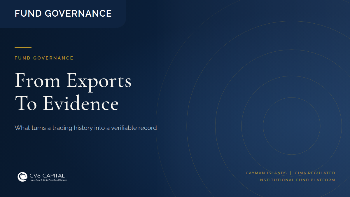 A spreadsheet export and a bound set of audited financial statements laid side by side on a desk, the gap between them lit.