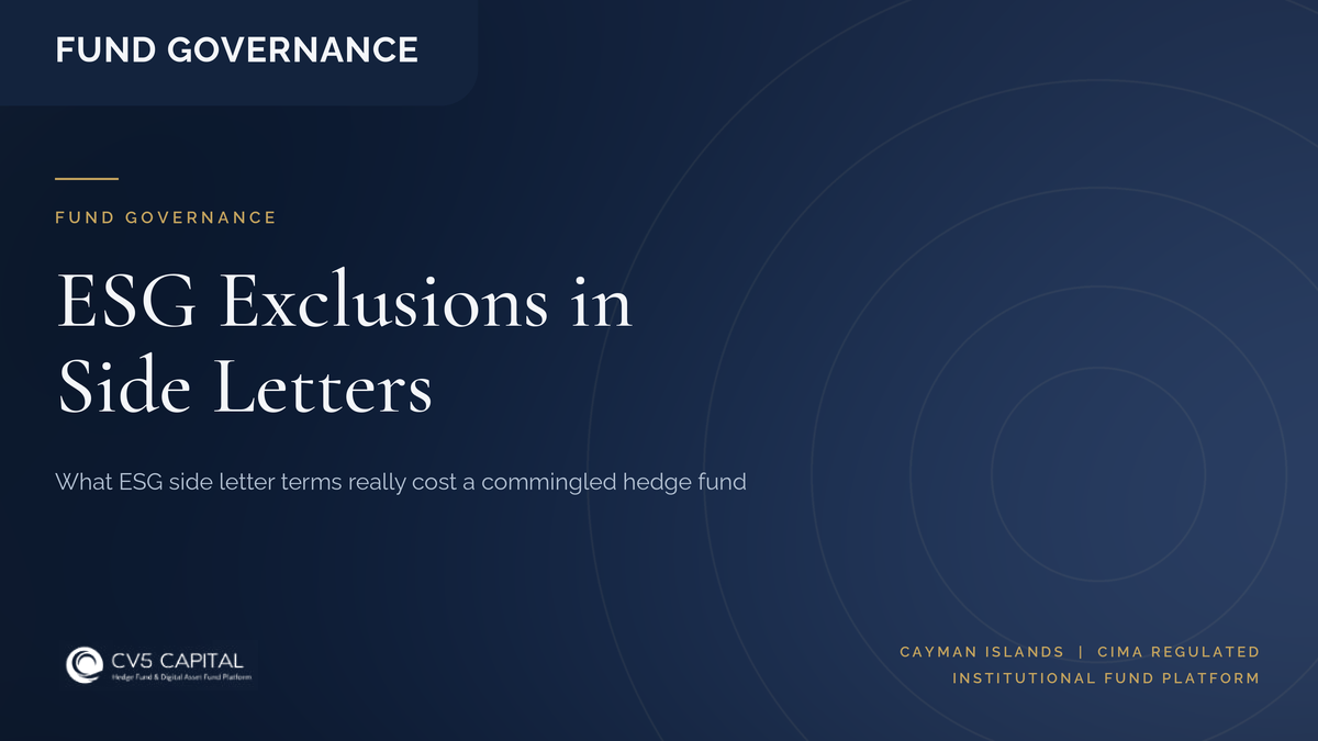 CV5 Capital insight cover: ESG exclusion terms in hedge fund side letters and their operational cost