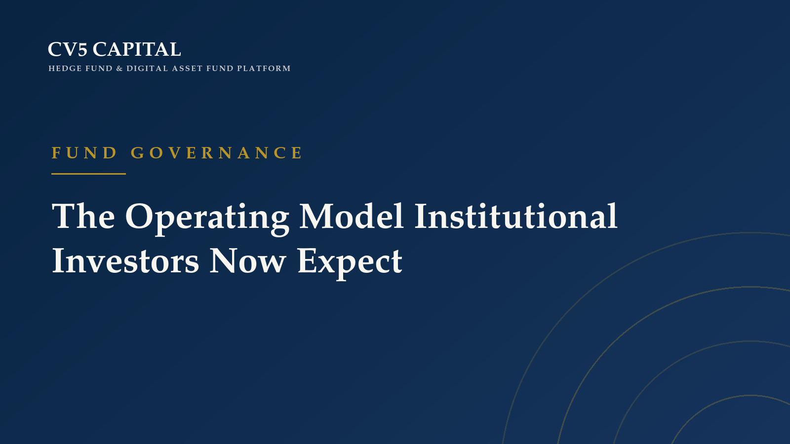 CV5 Capital Insights hero card reading The Operating Model Institutional Investors Now Expect