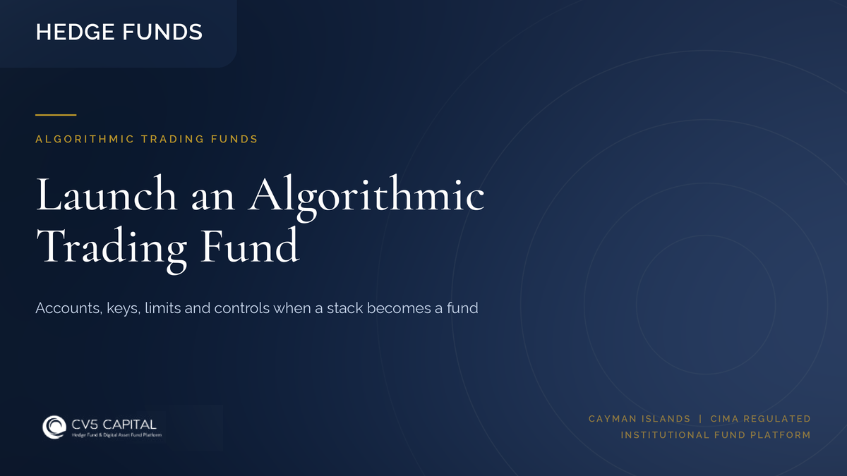 CV5 Capital insight cover: how to launch an algorithmic trading fund, covering structure, execution infrastructure and controls