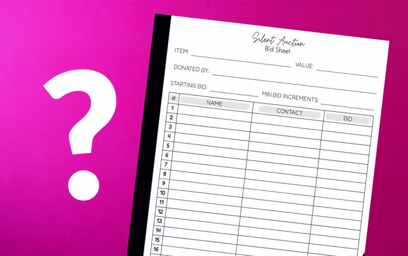 Silent Auction Bid Sheets for your Fundraiser