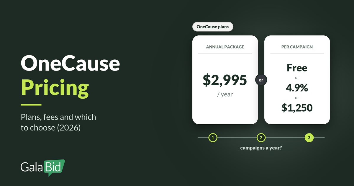 OneCause Pricing vs GalaBid (2026): Plans and Fees