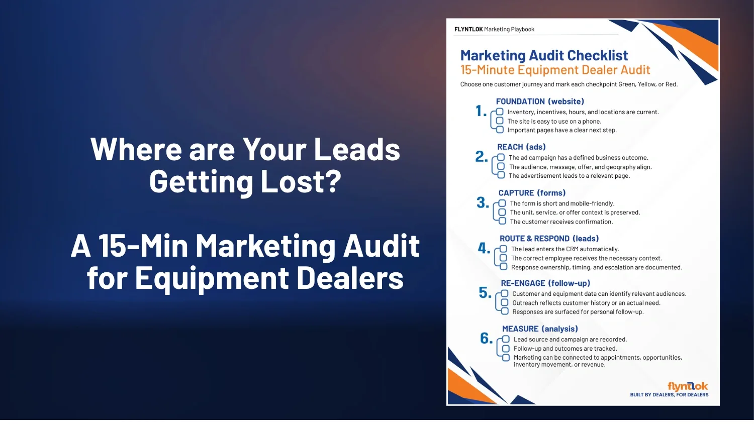 Equipment Dealer Marketing Audit checklist cover