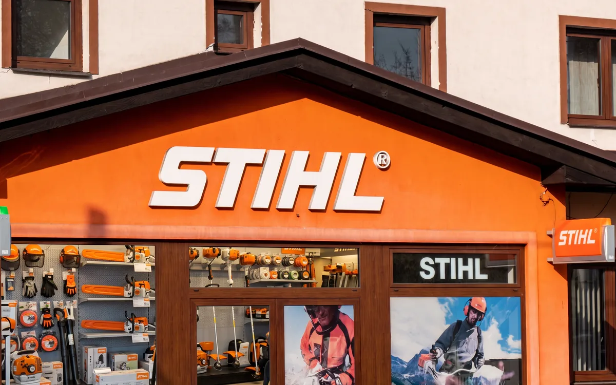 STIHL dealer storefront with handheld equipment in the window